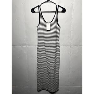 NEW H&M Womens Black White Striped Midi/ Maxi Dress Size Small